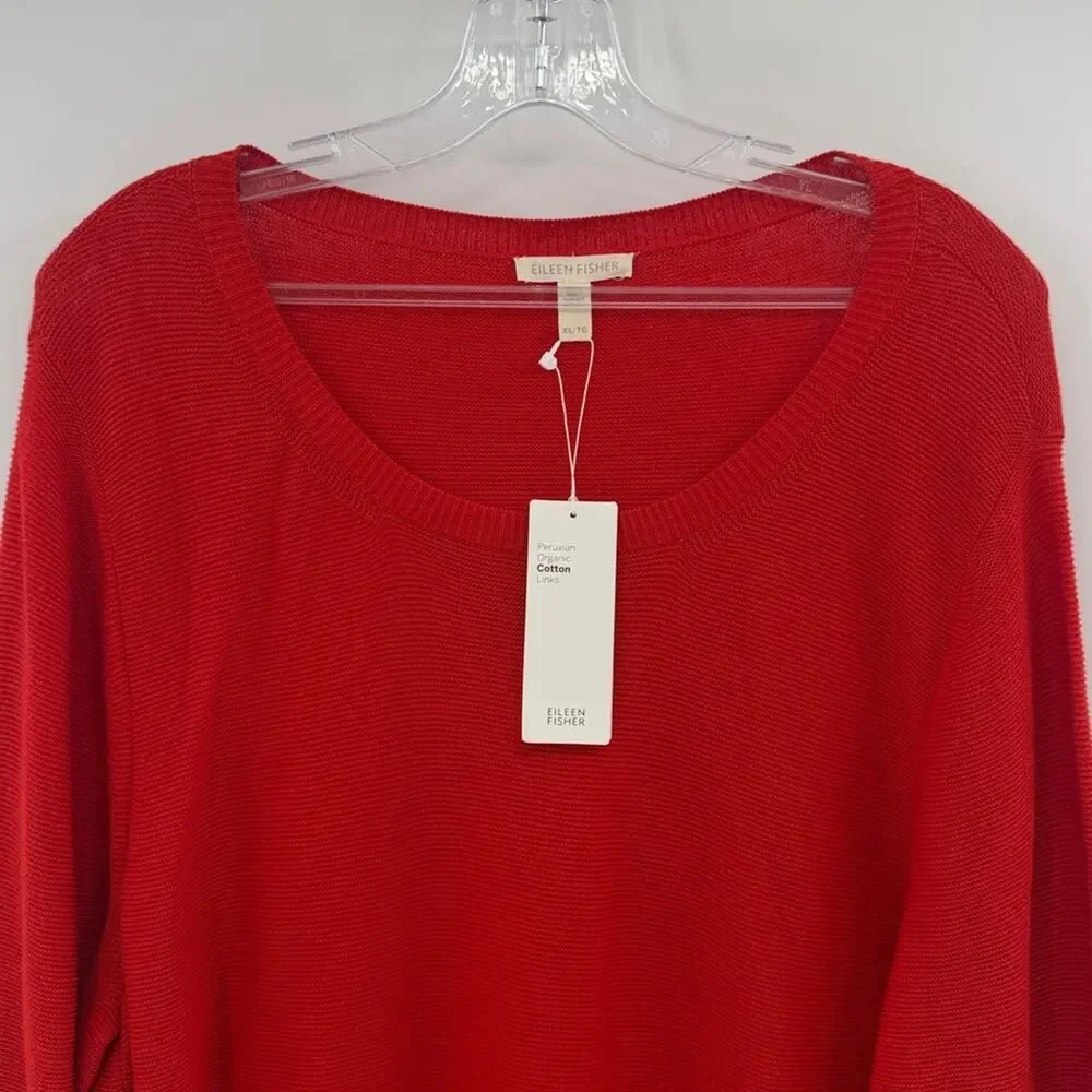 Eileen Fisher Women's Peruvian Organic Cotton Links Tunic Sweater - Lava XL NWT